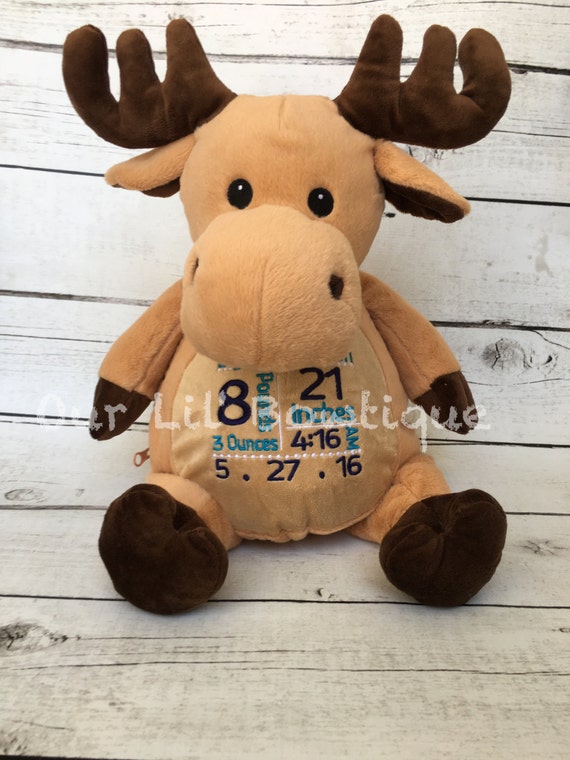 Personalized Stuffed Animal - Subway Art Baby Gift - Personalized Cubbie - Birth Announcement - New Baby -Personalized Baby Gift- Moose Il_570xn