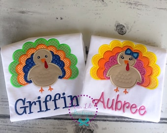 Turkey Shirt - Boys Thanksgiving Shirt - Turkey - Thanksgiving Shirt - Thanksgiving Applique Shirt - Girls Thanksgiving Shirt - Girl Turkey