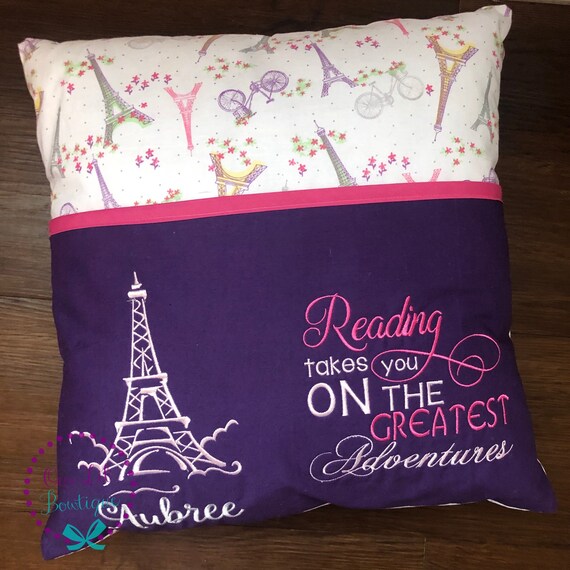 Eiffel Tower Reading Pillow Kids Reading Pillow Pocket Pillow