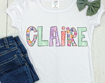 Personalized Valentine Name Shirt: Girls Heart Tee
