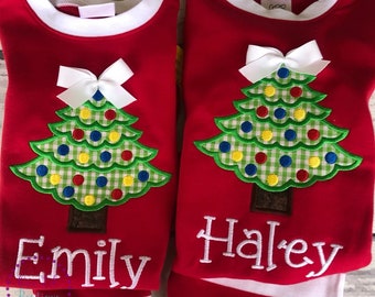 PRE-ORDER Personalized Christmas Tree Pajamas: Appliqué PJs