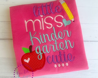 Miss Kindergarten Cutie - Kids School Shirt - Kindergarten Shirt - Kindergarten Cutie - Preshool Shirt - Back to School Shirt