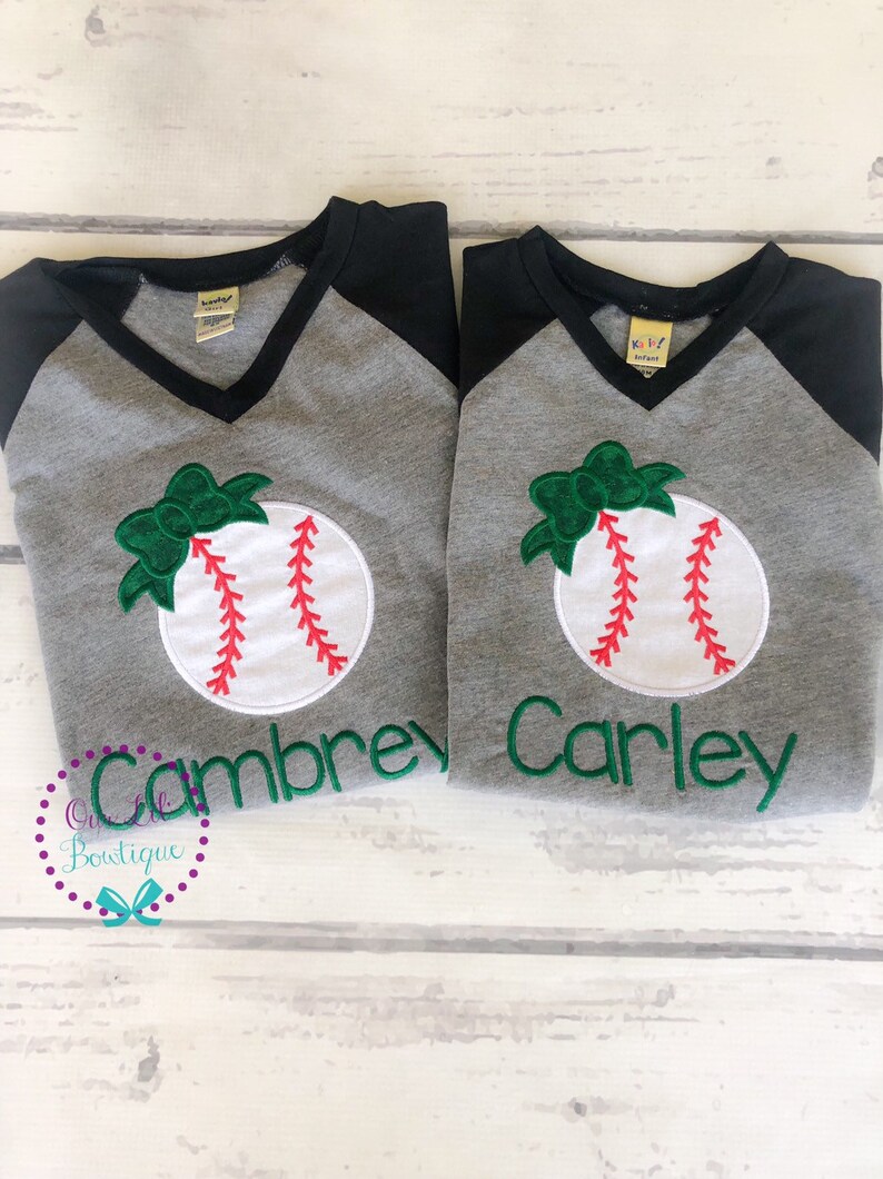 Raglan Baseball Bow Shirt Personalized Shirt Baseball Etsy