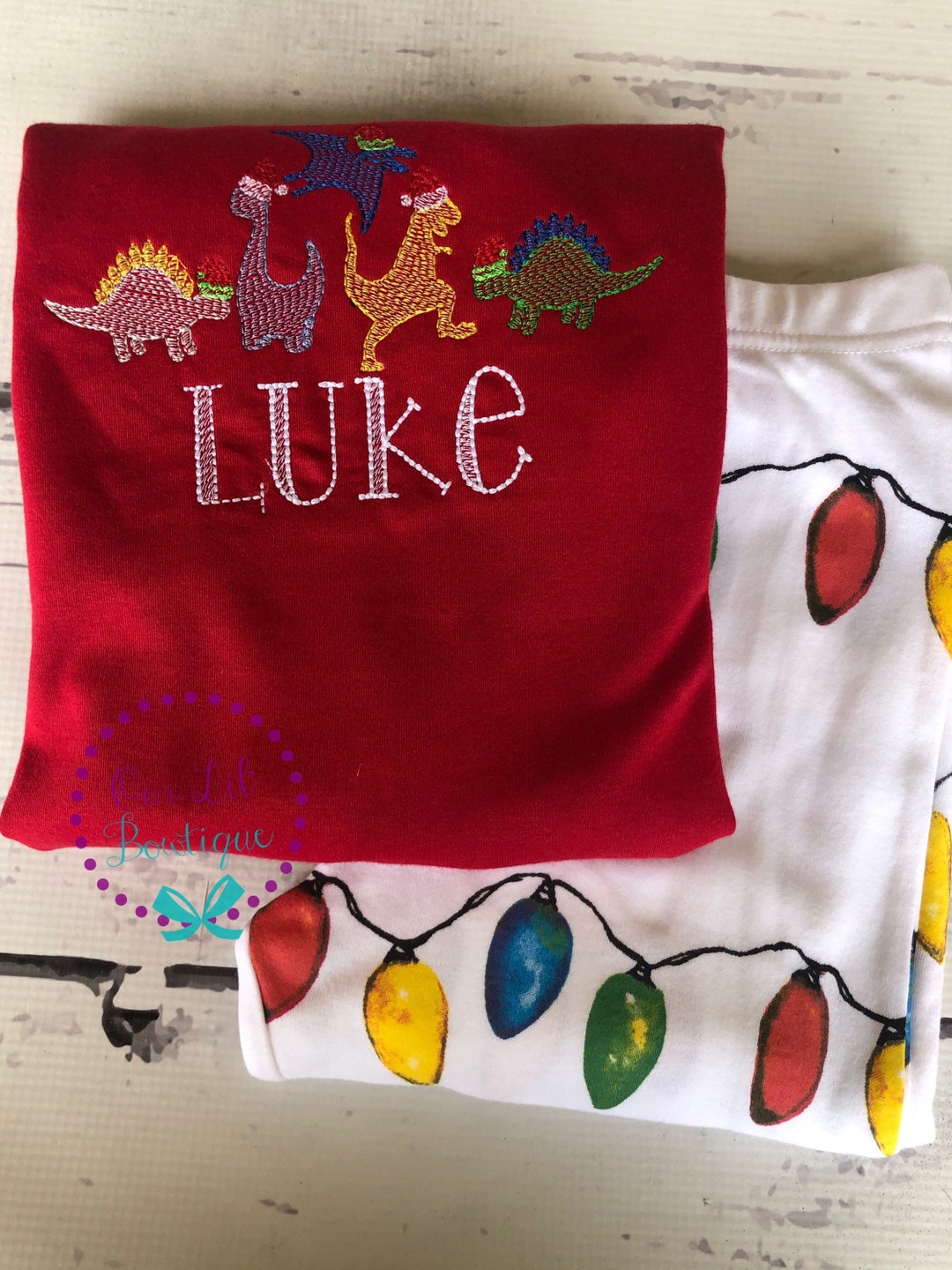 PREORDER Dinosaur Christmas Pajamas Christmas Pjs Etsy Dinosaur Christmas Pj