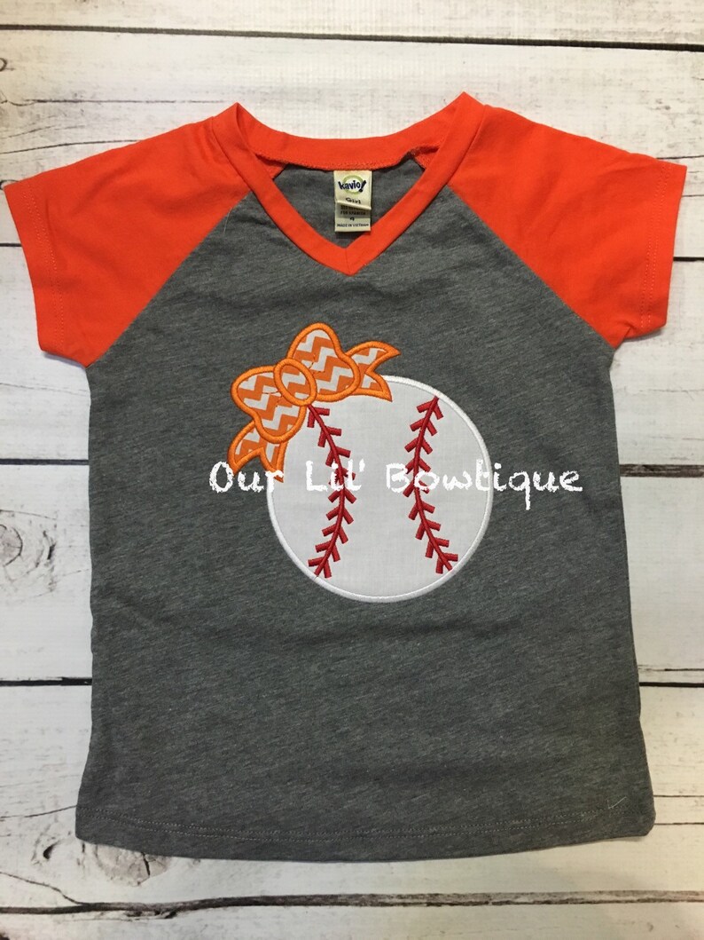 Raglan Baseball Bow Shirt Personalized Shirt Baseball Etsy