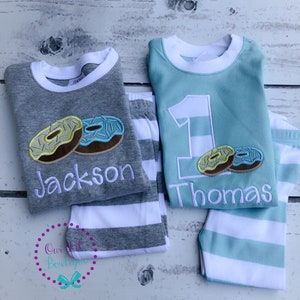 Donut personalized Birthday Shirt Donut Personalized Shirt Personalized Donut Shirt Donut Birthday Donut Applique Boys Girls image 4