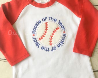 Rookie of the Year - Raglan Baseball Shirt - Personalized Shirt - Baseball Birthday Shirt -Raglan Bodysuit- Rookie of the Year Birthday