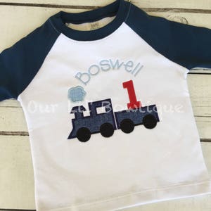 Train Birthday Shirt Train Birthday Boy Train Shirt Personalized Train Shirt Birthday Train Raglan Train 1st Birthday Shirt image 4