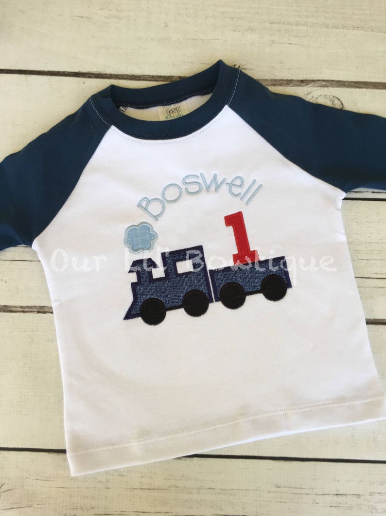 Train Birthday Shirt Train Birthday Boy Train Shirt Personalized Train Shirt Birthday Train Raglan Train 1st Birthday Shirt image 4