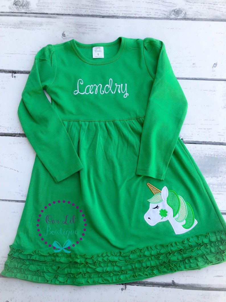Unicorn Shamrock Four Leaf Clover Dress Girls St. Patricks - Etsy
