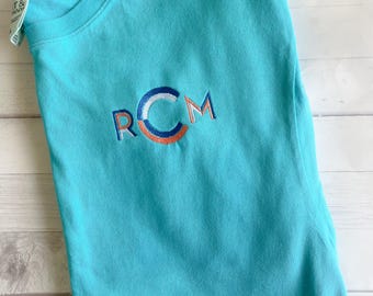Monogram Comfort Colors Tee: Two-Tone Personalized Short Sleeve T-Shirt