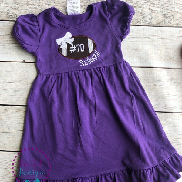 Football Dress - Girls Football Dress - Team Spirit Dress - Football Outfit - Football Bow - Cheerleading Outfit - Football Birthday Dress