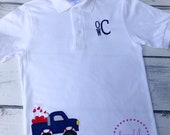 Valentine Polo -Truck Polo - Valentine Truck Polo - Valentine Monogram - Monogram - Boys Valentine Shirt - Monogrammed Polo - Monster Truck Il_170x135