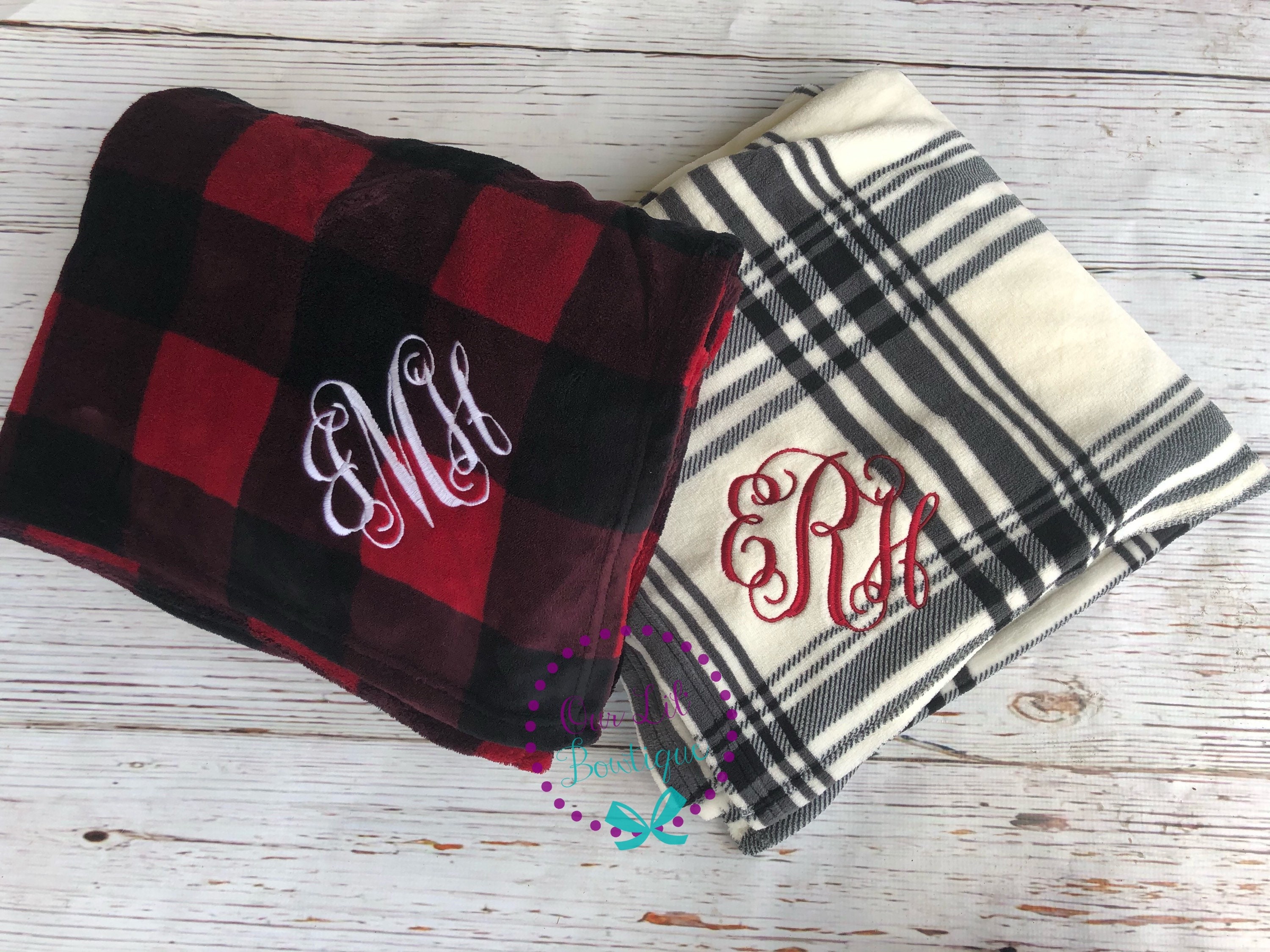 Monogrammed fleece blanket hotsell