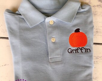 Pumpkin Monogram Polo - Thanksgiving Fall Shirt