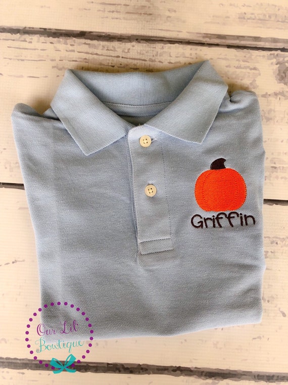 Pumpkin Polo - Thanksgiving Polo - Halloween Polo - Fall Polo Shirt - Fall Monogram Shirt - Monogram - Boys Thanksgiving Shirt - Fall Shirt Il_570xn