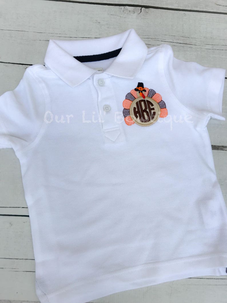 Turkey Polo Thanksgiving Polo Thanksgiving Turkey Polo Turkey Monogram Monogram Boys Thanksgiving Shirt image 1