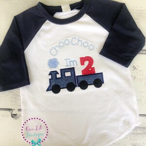 Train Birthday Shirt Train Birthday Boy Train Shirt Personalized Train Shirt Birthday Train Raglan Train 1st Birthday Shirt image 6