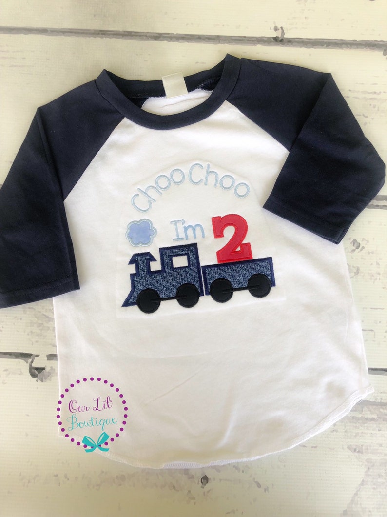 Train Birthday Shirt Train Birthday Boy Train Shirt Personalized Train Shirt Birthday Train Raglan Train 1st Birthday Shirt image 6