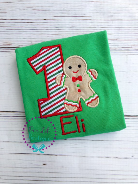 Gingerbread Birthday Christmas Shirt - Christmas Birthday - Gingerbread Shirt - Girl Gingerbread - Christmas Applique Shirt -Boy Gingerbread Il_570xn