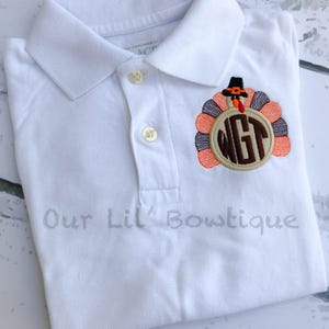 Turkey Polo Thanksgiving Polo Thanksgiving Turkey Polo Turkey Monogram Monogram Boys Thanksgiving Shirt image 4