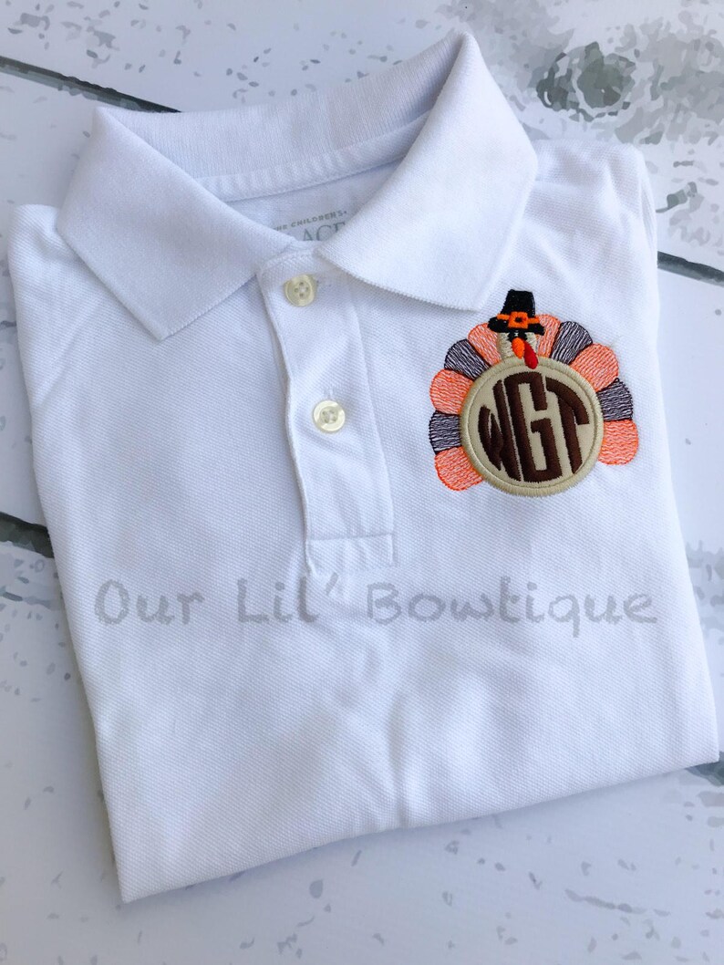 Turkey Polo Thanksgiving Polo Thanksgiving Turkey Polo Turkey Monogram Monogram Boys Thanksgiving Shirt image 4