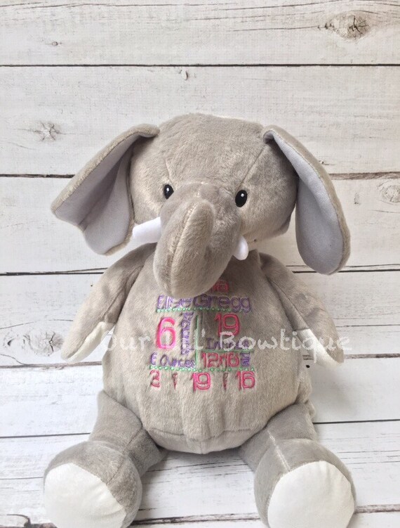 Personalized Stuffed Animal - Subway Art Baby Gift - Personalized Cubbie - Birth Announcement - New Baby -Personalized Baby Gift- Elephant Il_570xn