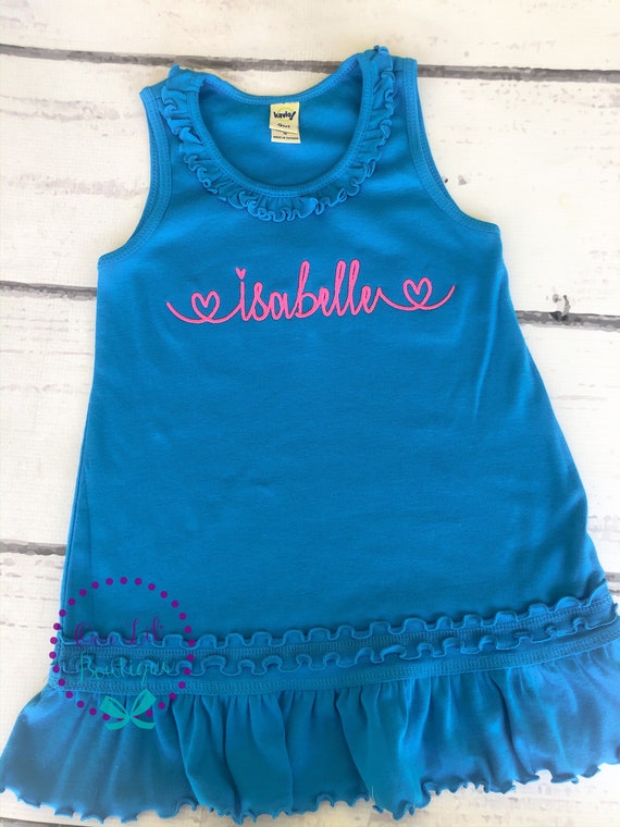 Personalized Name Dress - Girls Name Dress - Heart Name - Girls Name Dress - Kids Tank Dress Il_570xn