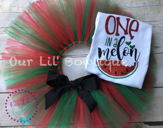 one in a melon first birthday outfit