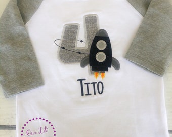 Rocket Ship Birthday Shirt: Personalized Astronaut Party Tee