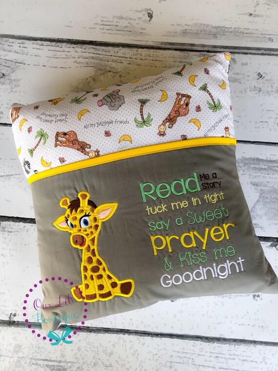 Baby Giraffe Reading Pillow Kids Reading Pillow Pocket Pillow