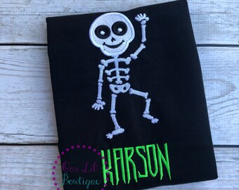 Skeleton Halloween Shirt - Boys Halloween Shirt - Skeleton Shirt - Halloween Shirt - Skeleton Applique - Boys Skeleton Shirt