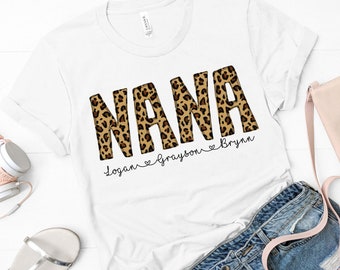 Leopard Name Shirt - Personalized Shirt - MAMA Shirt - Nana Shirt - Grandma Shirt - Gift for Her