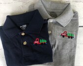 Christmas Polo - Christmas Truck Polo - Christmas Tree - Polo Shirt - Monogram Shirt - Monogram - Boys Christmas Shirt - Polo Il_170x135