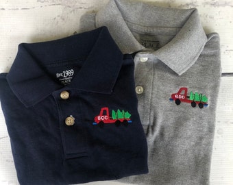 Christmas Polo - Christmas Truck Polo - Christmas Tree - Polo Shirt - Monogram Shirt - Monogram - Boys Christmas Shirt - Polo