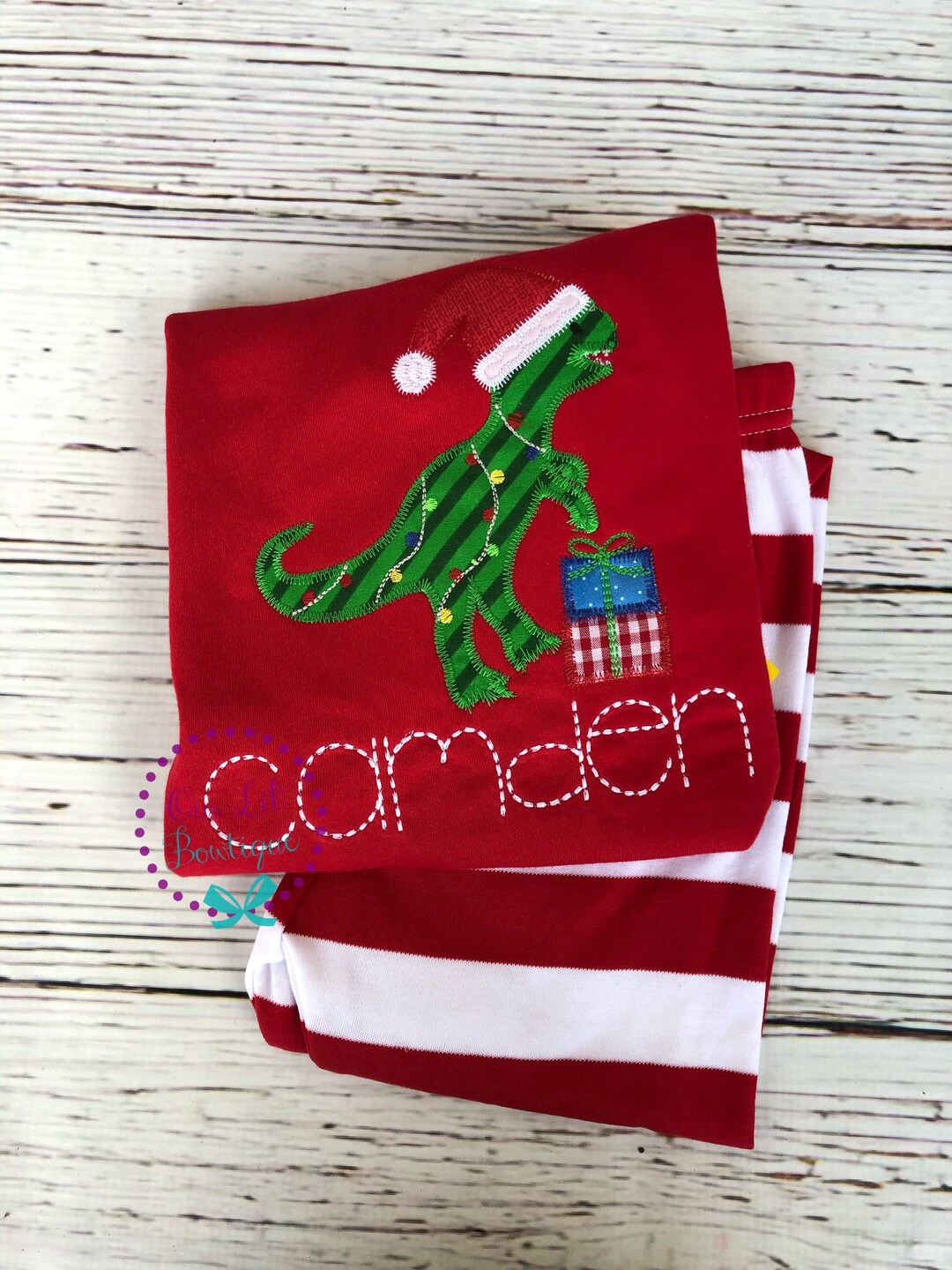 PREORDER Dinosaur Christmas Pajamas Christmas Pjs Pajamas Personalized Dinosaur Christmas Pj