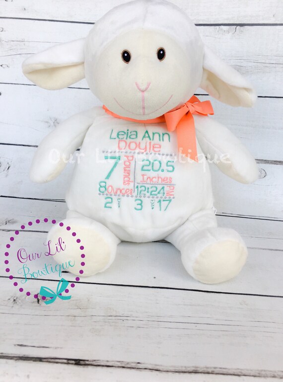 Personalized Stuffed Animal - Subway Art Baby Gift - Personalized Cubbie - Birth Announcement -Personalized Baby Gift- Lamb - Religious Il_570xn