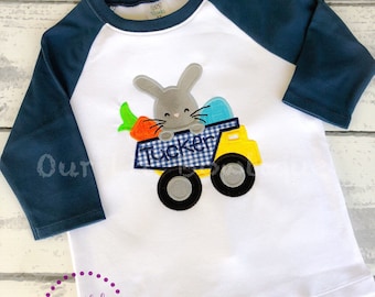 Dump Truck Shirt - Boy's Truck-Boys Easter Shirt - Boy Easter Shirt - Personalized Shirt - Raglan - Dump Truck  Easter - Easter Raglan