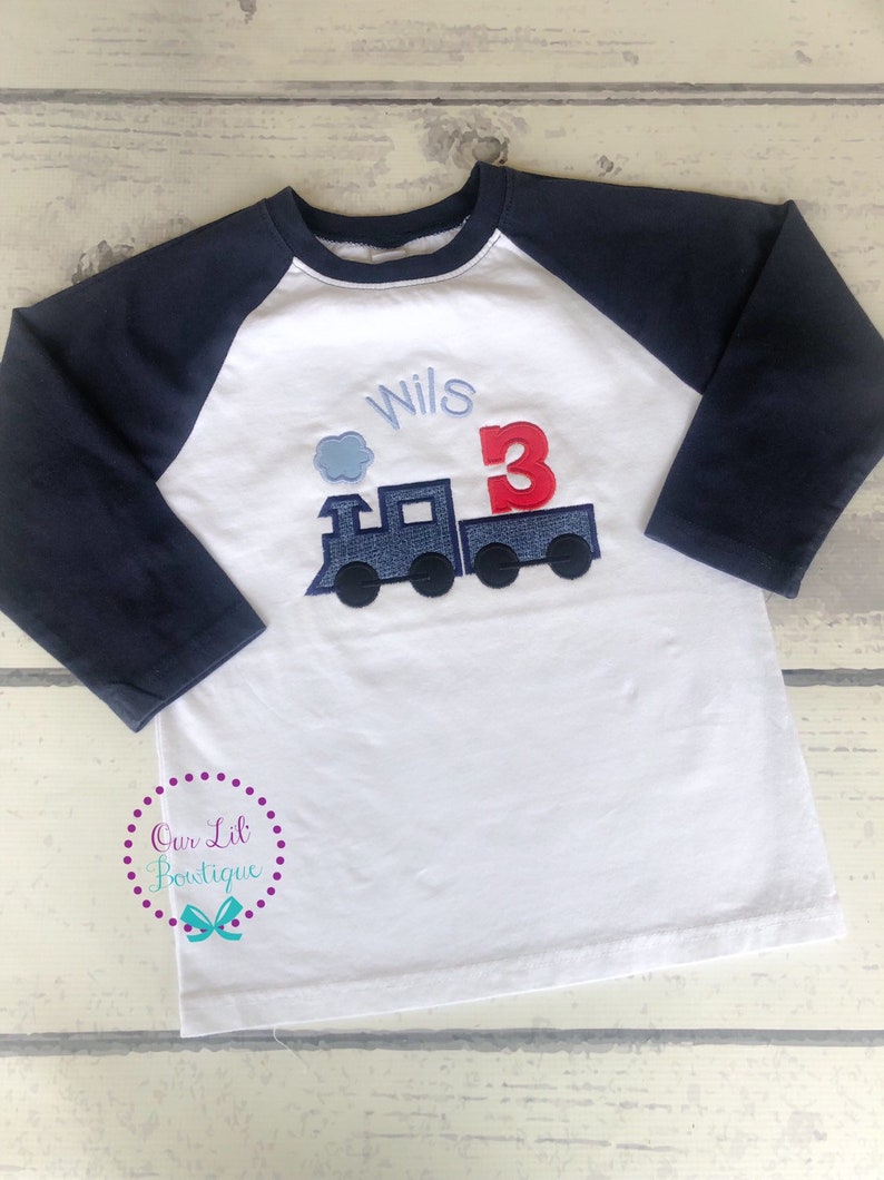 Train Birthday Shirt Train Birthday Boy Train Shirt Personalized Train Shirt Birthday Train Raglan Train 1st Birthday Shirt image 5