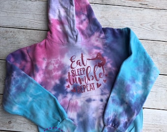 Eat Sleep Tumble Repeat - Gymnastics Sweatshirt  - Tie Dye - Gymnast Pullover - Kids Gymnastics Sweatshirt - Tie Dye Gymnastics Sweatshirt