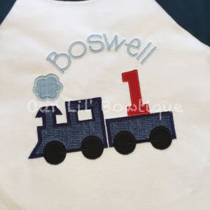 Train Birthday Shirt Train Birthday Boy Train Shirt Personalized Train Shirt Birthday Train Raglan Train 1st Birthday Shirt image 3