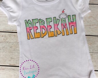 Ice Cream Shirt - Girls Ice Cream Shirt - Personalized Shirt - Summer Name Shirt - Personalized - Sublimation - Kids Monogram Shirt