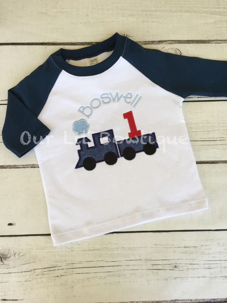 Train Birthday Shirt Train Birthday Boy Train Shirt Personalized Train Shirt Birthday Train Raglan Train 1st Birthday Shirt image 1