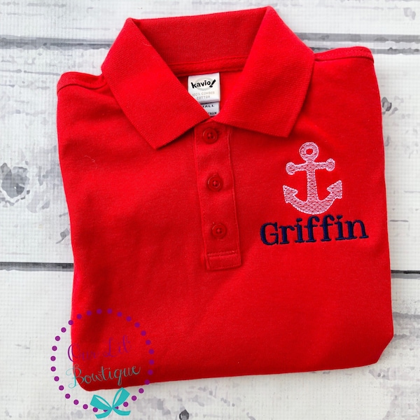 Anchor Polo - Monogrammed Polo - Boys Birthday Shirt - Anchor Monogram  - Personalized Birthday Shirt - Nautical Polo - Personalized Polo