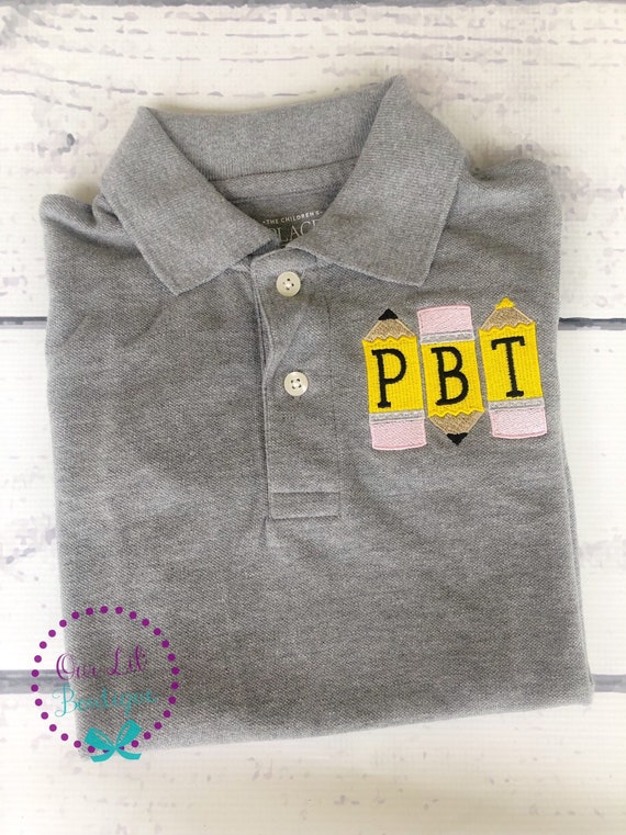 School Shirt - Polo - Pencil Shirt - Preschool Shirt - Kindergarten Shirt - Boy Back to School Shirt -Monogrammed Polo - Boys Monogram Shirt Il_570xn