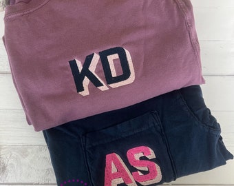 Comfort Colors Initial Pocket Tee - Embroidered Block Letter Shirt
