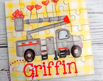 Personalized Valentine Puzzle: Square Hardboard Kids Name Puzzle