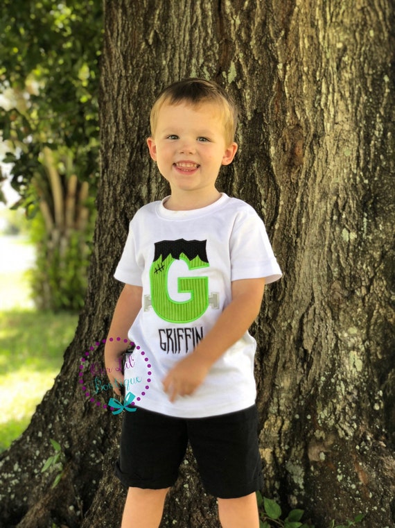 Frankenstein Halloween Shirt - Boy Halloween Shirt - Frankenstein Shirt - Frankenstein - Halloween Shirt - Frankenstein Applique - Monster Il_570xn