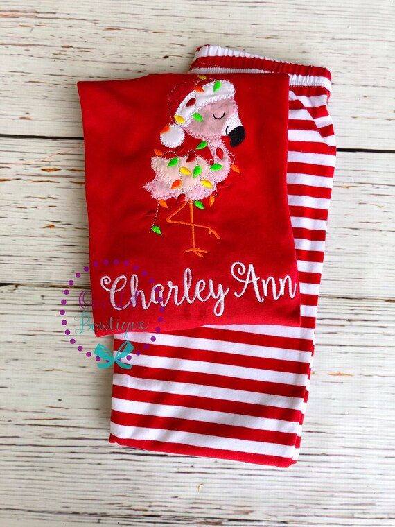 Flamingo Christmas Christmas PJs Pajamas Personalized Christmas PJs