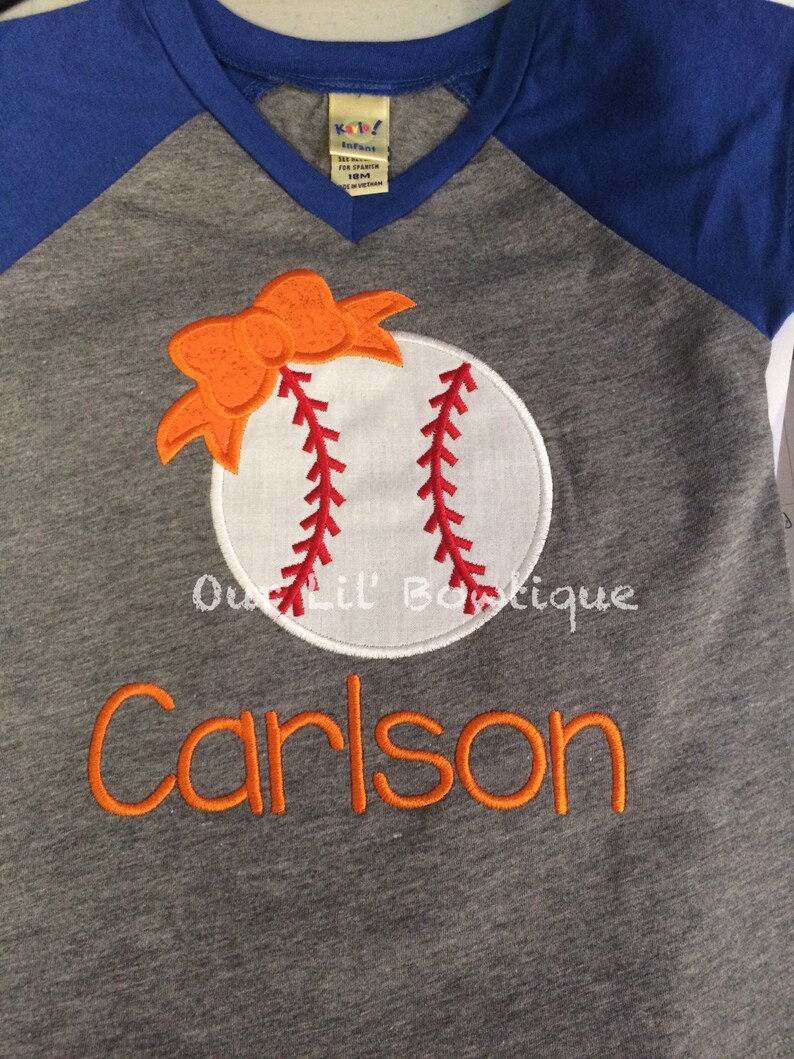 Raglan Baseball Bow Shirt Personalized Shirt Baseball Etsy